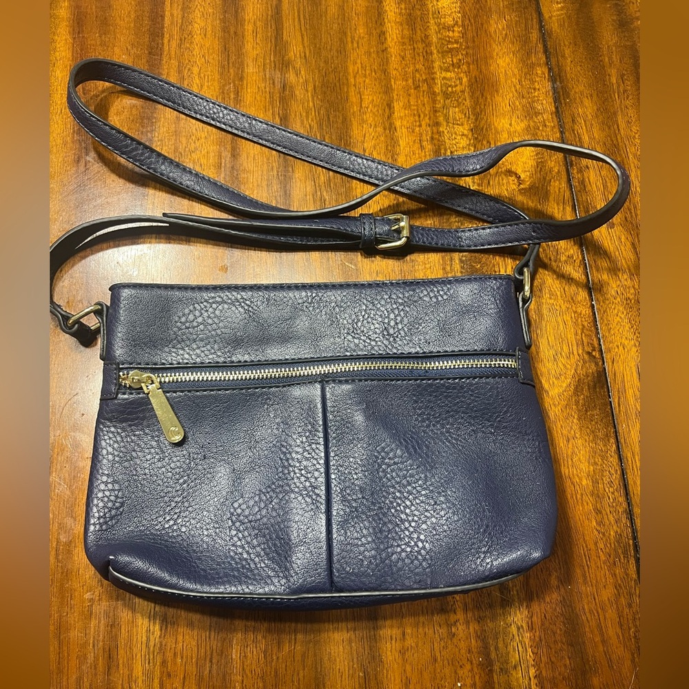 Navy Leather Crossbody Bag